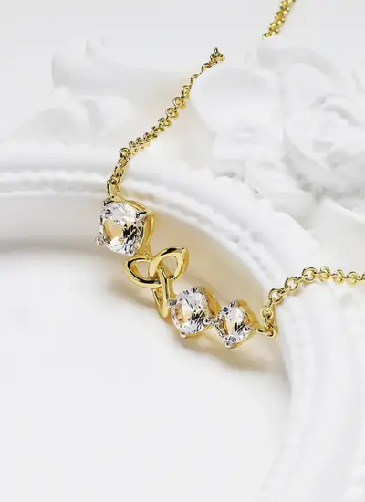 14K Gold Vermeil Trinity Knot Curve Necklace